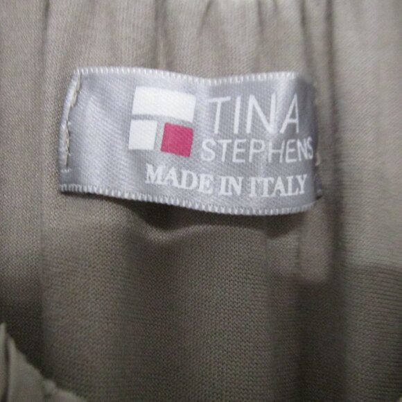 Tina Stevens Italy Womens M Top Taupe Silk & Jersey Short Sleeve Fairy - Picture 3 of 7